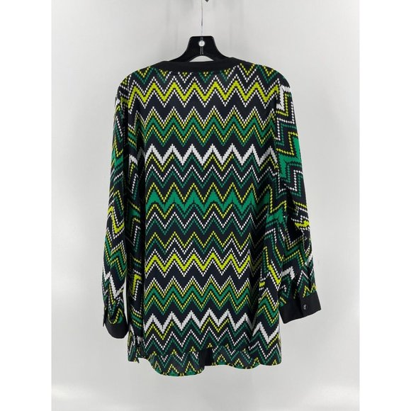 Catherines Women's Plus Long Sleeve Geometric Striped Top Shirt Size 1X 18/20W - Picture 7 of 13